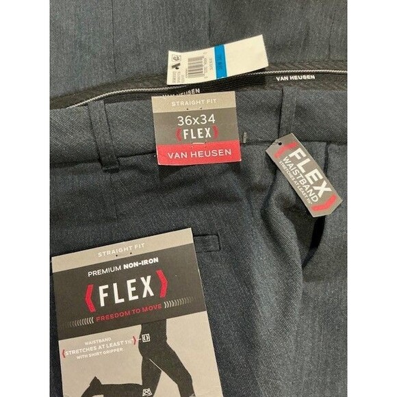 Van Heusen Men's Flex Flat Front Straight Fit Pant Sz 36W x 34L NWT Slate Blue - Picture 4 of 4